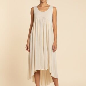 POL Cream Sleeveless High-Low Maxi Dress With Pockets